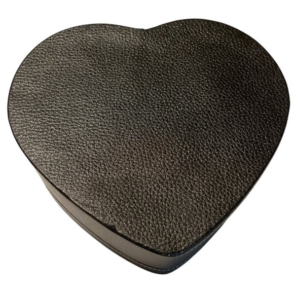 Heart-Shaped Black Faux Leather Jewelry Box With Velvet Interior & Mirror - Picture 7 of 7